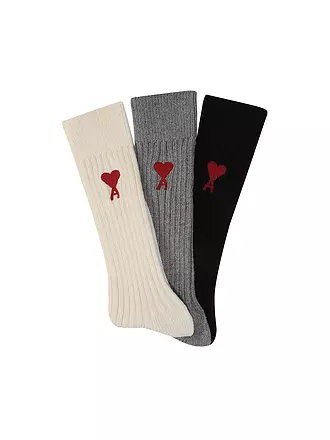 AMI PARIS | Socken 3-er Pkg. offwhite/grey/black | bunt