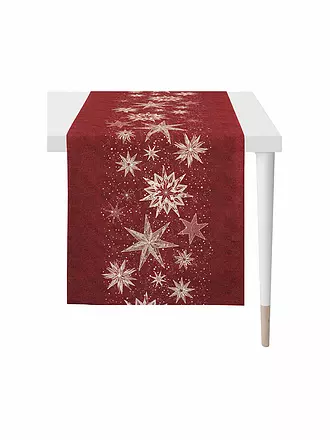 APELT | Tischläufer CHRISTMAS GLAM 46x135cm Ecru | dunkelrot