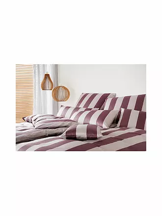 ELEGANTE | Satin-Bettwäsche 70x90cm/140x200cm NIGHT STRIPE Nature | beere