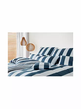 ELEGANTE | Satin-Bettwäsche 70x90cm/140x200cm NIGHT STRIPE Nature | dunkelblau