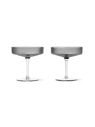 FERM LIVING | Champagnerschalen 2er Set RIPPLE Smoked | grau