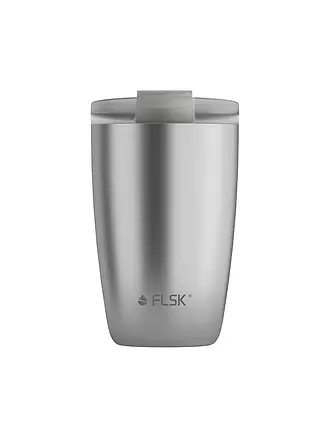 FLSK | Isolierbecher - Thermosbecher CUP Coffee to go-Becher 0,35l Edelstahl White | silber