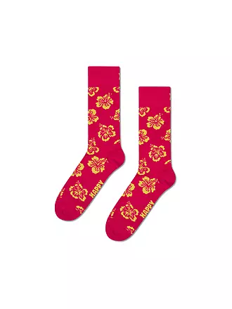 HAPPY SOCKS | Damen Socken HIBISCUS 36-40 dark pink | rot