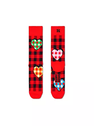 HAPPY SOCKS | Herren Socken CHECKED HEART 41-46 red | rot