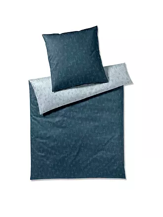 JOOP | Satin Bettwäsche CORNFLOWER GLAM 70x90cm/140x200cm Navy | grau