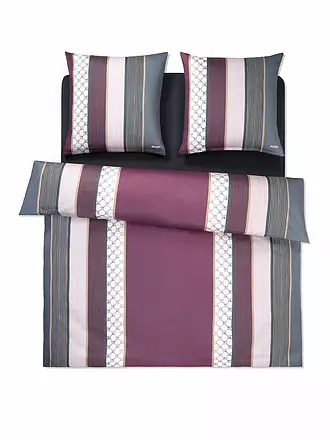 JOOP | Satin Bettwäsche Cornflower Stripes 2 x 70x90cm / 200x200cm Deep Coal | beere