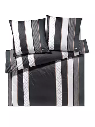 JOOP | Satin Bettwäsche Cornflower Stripes 2 x 70x90cm / 200x200cm Deep Coal | grau