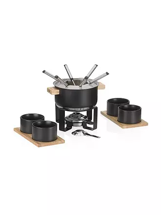 KELA | Fondue-Set 16tlg GUNTEN Schwarz/Edelstahl | schwarz