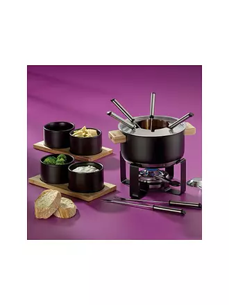 KELA | Fondue-Set 16tlg GUNTEN Schwarz/Edelstahl | schwarz