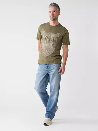 KNOWLEDGE COTTON APPAREL | T-Shirt OWL LINES | olive