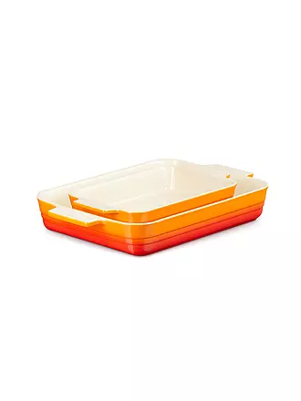 LE CREUSET | Auflaufform 2er-Set 25+32cm rechteckig KLASSIK Azure | orange