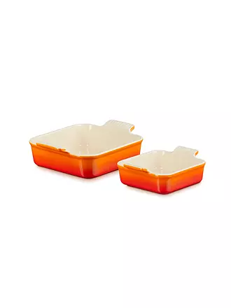 LE CREUSET | Auflaufformen TRADITION 2er Set 13cm und 20cm Schwarz | orange