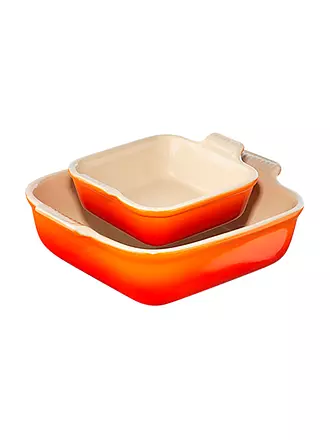 LE CREUSET | Auflaufformen TRADITION 2er Set 13cm und 20cm Schwarz | orange