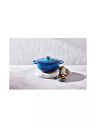 LE CREUSET | Gusseisen-Bräter mit Deckel 26cm LA MARMITE SIGNATURE Azure | dunkelrot