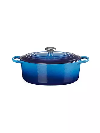 LE CREUSET | Gusseisen-Bräter mit Deckel Oval 31cm 6,3l SIGNATURE Azure | dunkelrot