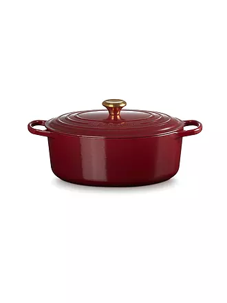 LE CREUSET | Gusseisen-Bräter mit Deckel Oval 31cm SIGNATURE Azure | dunkelrot