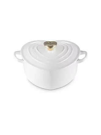 LE CREUSET | Herzbräter mit Herzknopf 20cm/1,9l White | rot