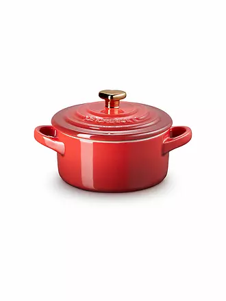 LE CREUSET | Mini Cocotte mit goldenem Herzknauf 10cm/0,25l Kirschrot | weiss