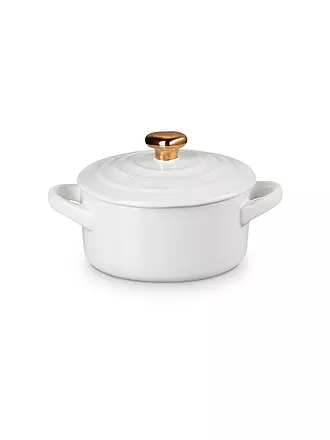 LE CREUSET | Mini Cocotte mit goldenem Herzknauf 10cm/0,25l Kirschrot | weiss