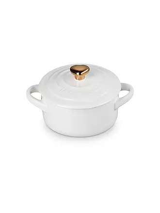 LE CREUSET | Mini Cocotte mit goldenem Herzknauf 10cm/0,25l Kirschrot | weiss