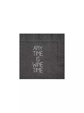 RAEDER | Cocktail Servietten 25x25cm ANY TIME IS WINE TIME | grau