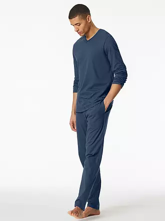 SCHIESSER | Pyjama Langarmshirt MIX + RELAX | blau