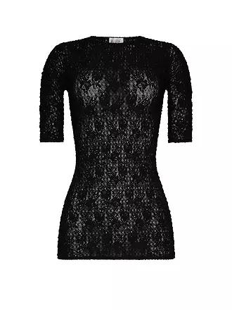 WOLFORD | T-Shirt KA STRUCTURED LACE black | schwarz