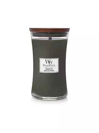 WOODWICK | Duftkerze mit Knisterdocht SANDUHR Large 610g Vanilla Bean | dunkelgrün