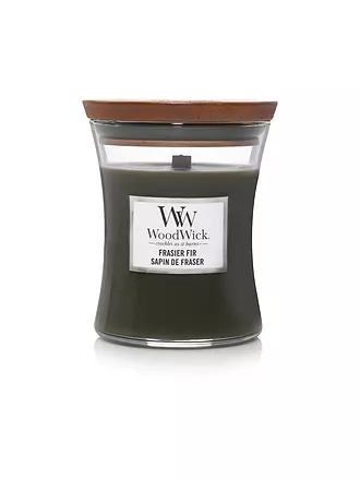 WOODWICK | Duftkerze mit Knisterdocht SANDUHR Medium 275g Hypnoflora | dunkelgrün