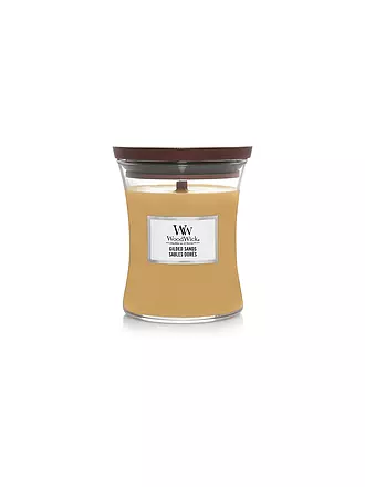 WOODWICK | Duftkerze mit Knisterdocht SANDUHR Medium 275g Vanilla Bean | camel