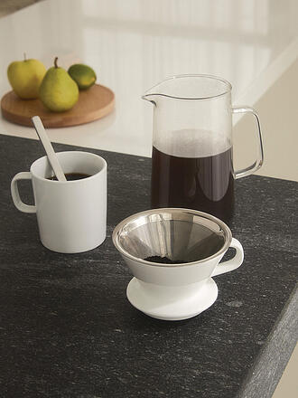 ALESSI | Kaffee Set 3-tlg SLOW COFFEE Glas/Weiss/Edelstahl