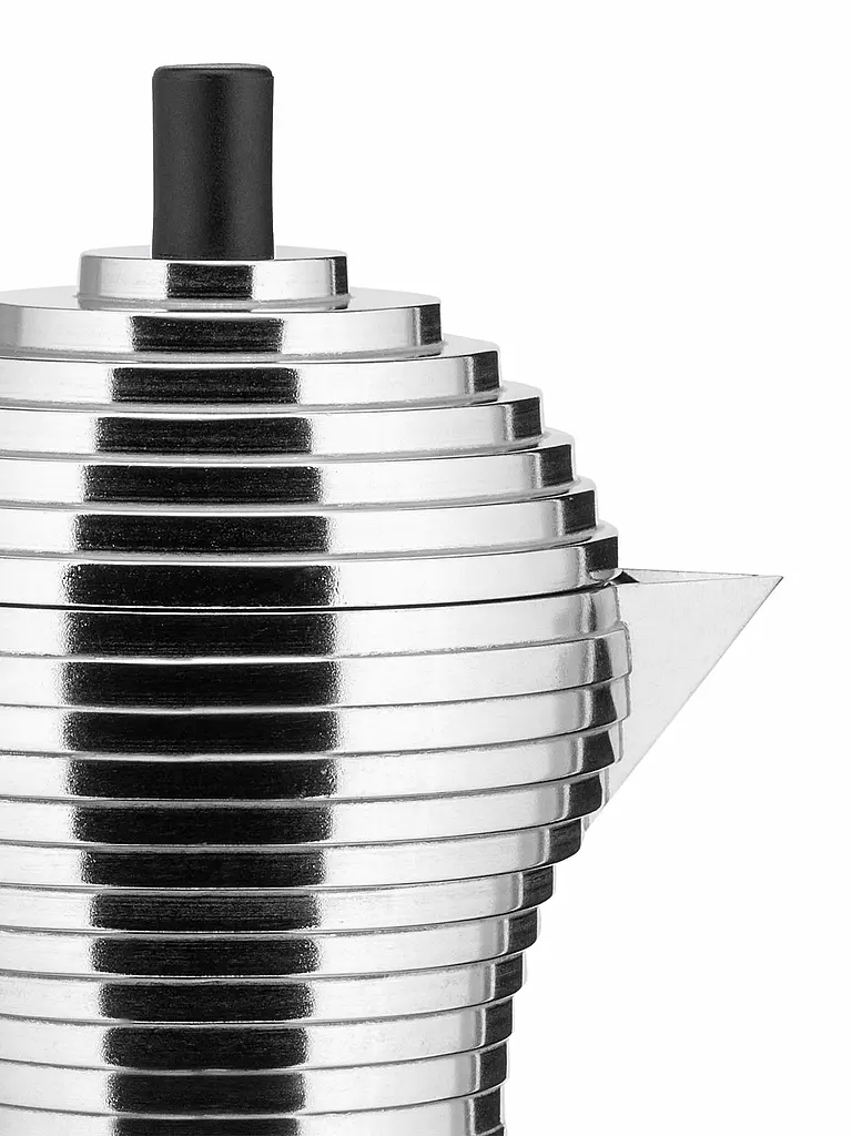 ALESSI | Espressomaschine PULCINA 3 Tassen Aluminium / Schwarz | silber