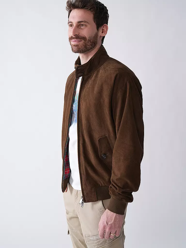 BARACUTA | Lederjacke G9 SUEDE | olive