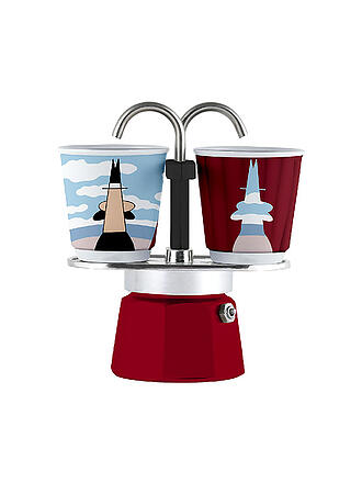 BIALETTI | Espressokocher Mini Express 2 Tassen Rot Dekor