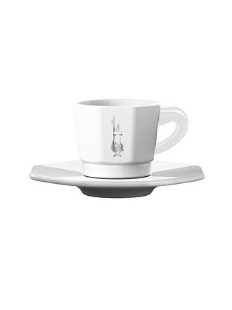 BIALETTI | Espressotassen eckig 4er Set Weiss/Gold