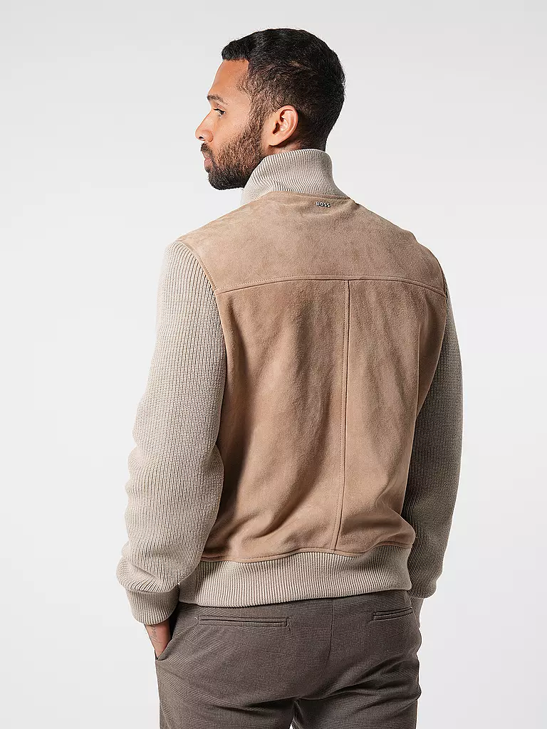 BOSS | Lederjacke  | beige