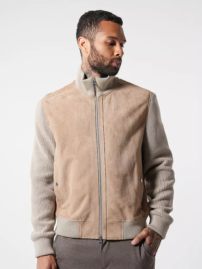 BOSS | Lederjacke  | beige