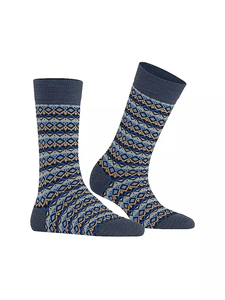 BURLINGTON | Damen Socken MODERN FAIR ISLE 36-41 dark blue melange | dunkelrot