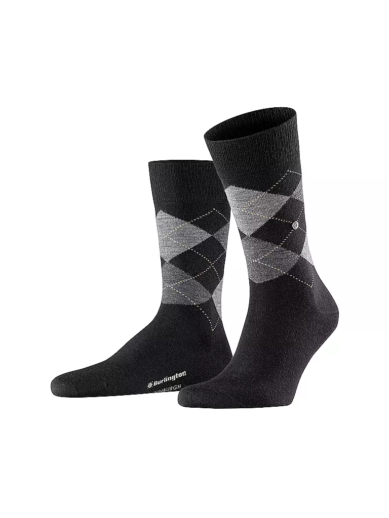 BURLINGTON | Herren Socken EDINBURGH black | dunkelrot