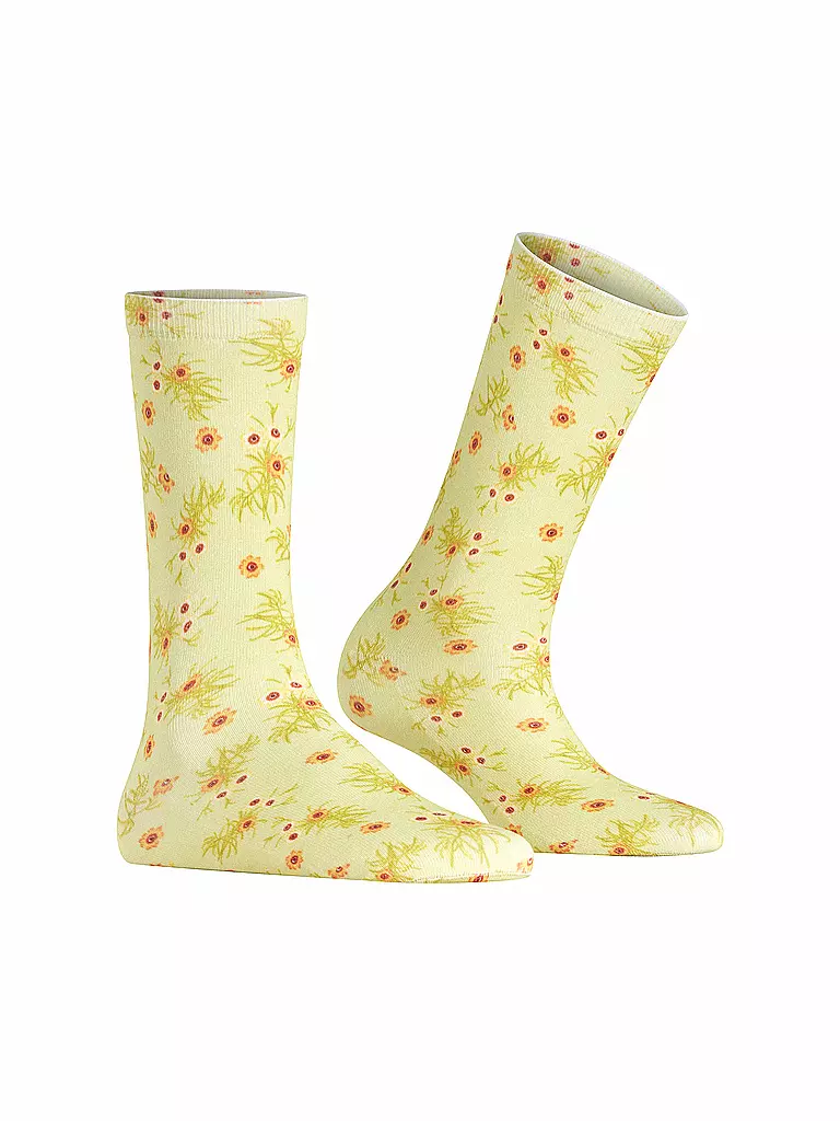 BURLINGTON | Socken FLORAL ROMANCE 36-41 lemon | hellgrün