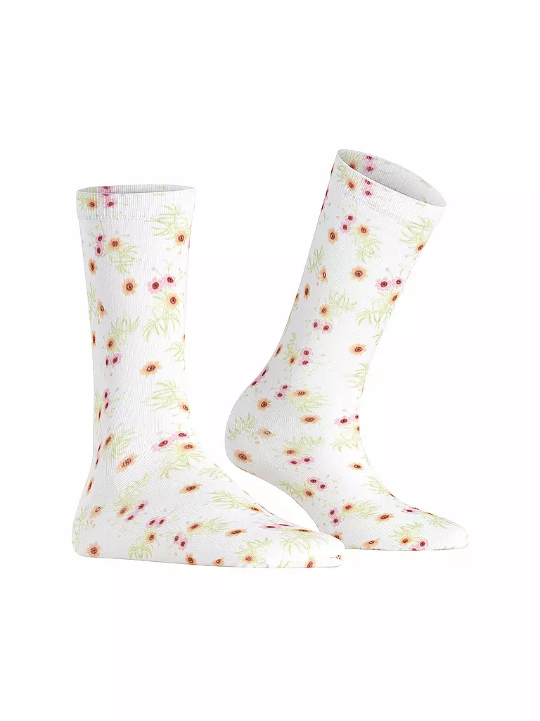 BURLINGTON | Socken FLORAL ROMANCE 36-41 white | hellgrün