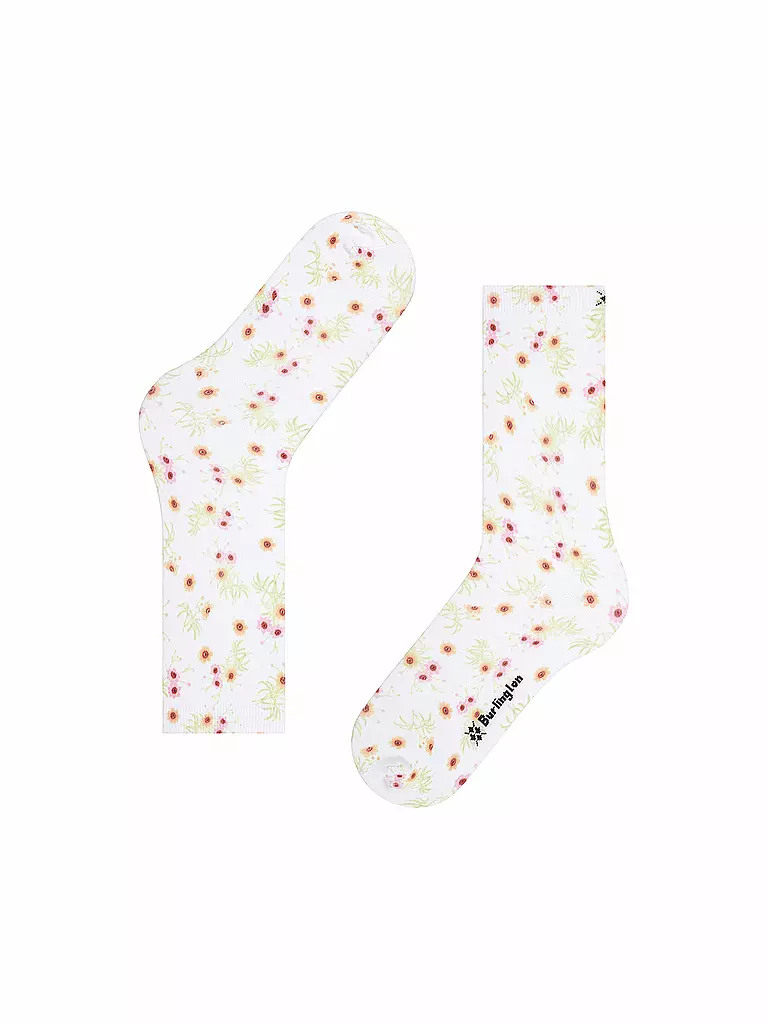 BURLINGTON | Socken FLORAL ROMANCE 36-41 white | hellgrün