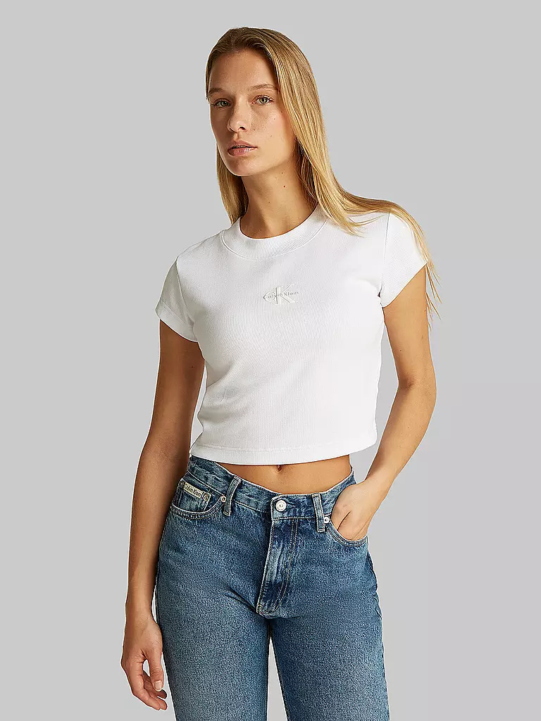 CALVIN KLEIN JEANS | T-Shirt Cropped Fit  | weiss