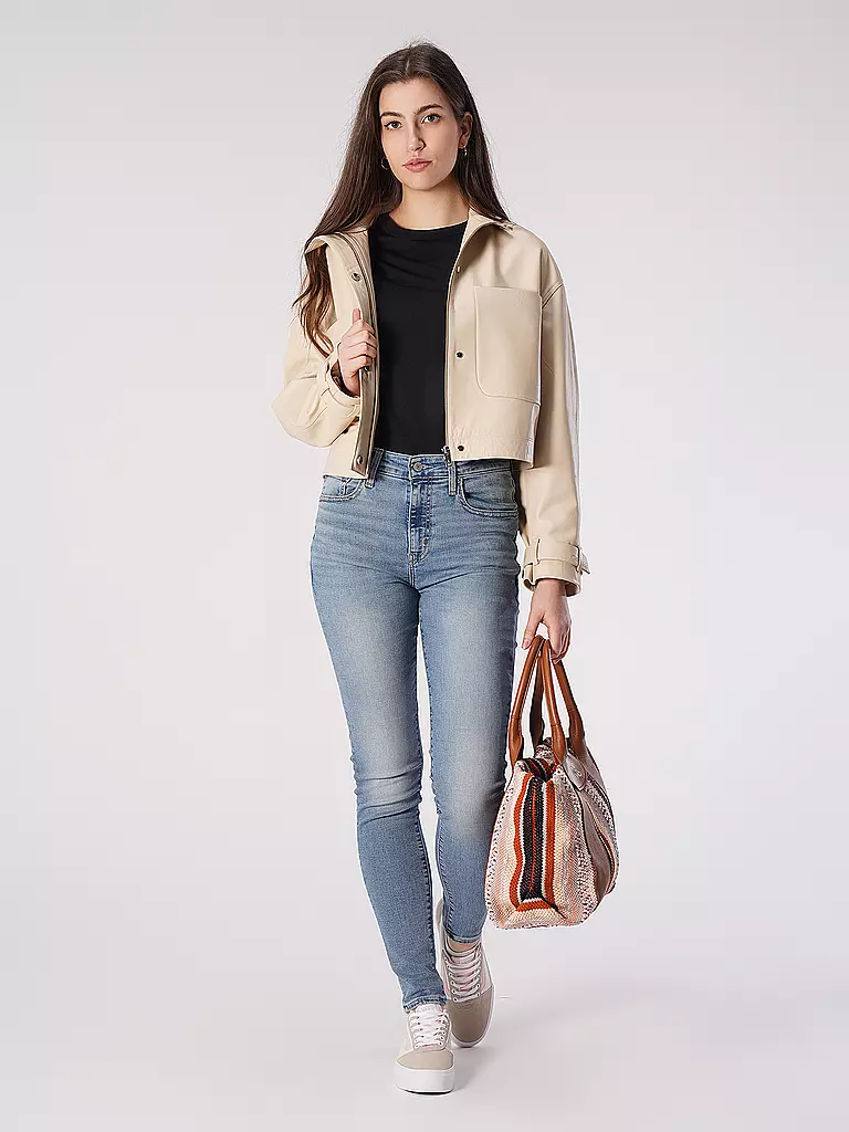 CALVIN KLEIN | Lederjacke Cropped Fit | beige