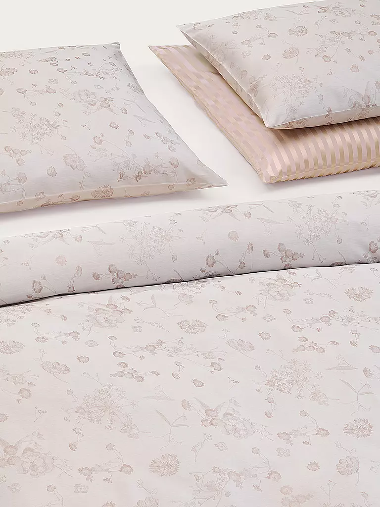 CHRISTIAN FISCHBACHER | Jacquard Deckenbezug FIORI PASTELLO 140x200cm Ivory | rosa