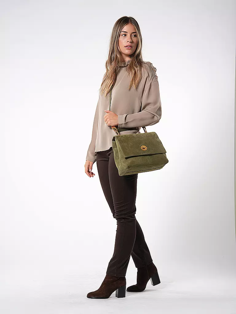 COCCINELLE | Ledertasche - Henkeltasche LIYA  SUEDE | olive