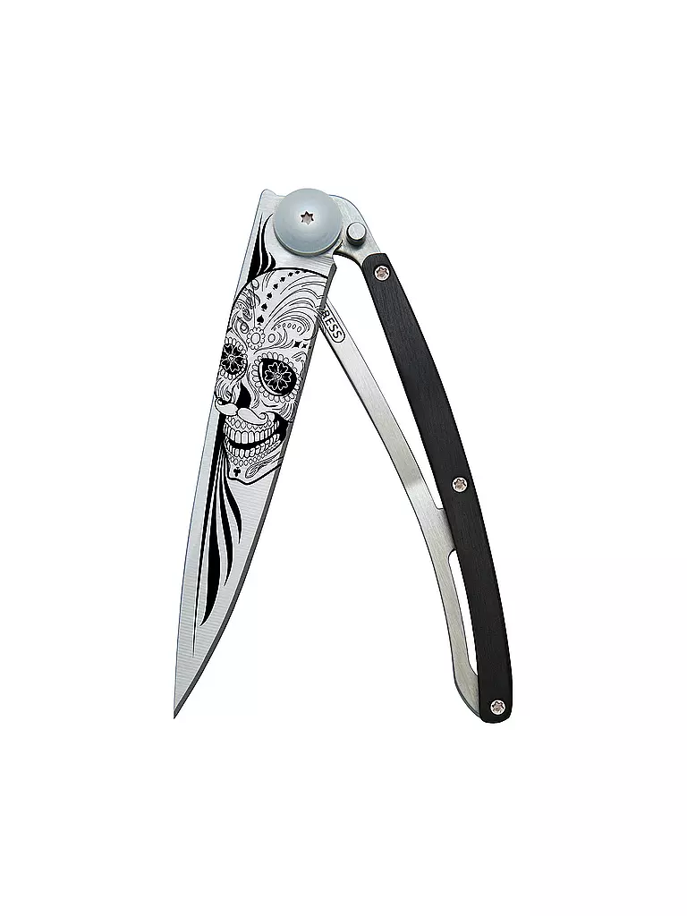 DEEJO | Taschenmesser Wacholderholz Titan LATINO SKULL 37G  | silber