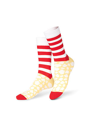 EAT MY SOCKS | Socken 36-45 POP CORN gelbrotweiss