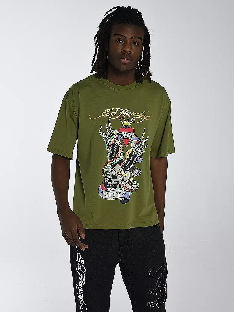 ED HARDY | T-Shirt NEW YORK CITY  | olive