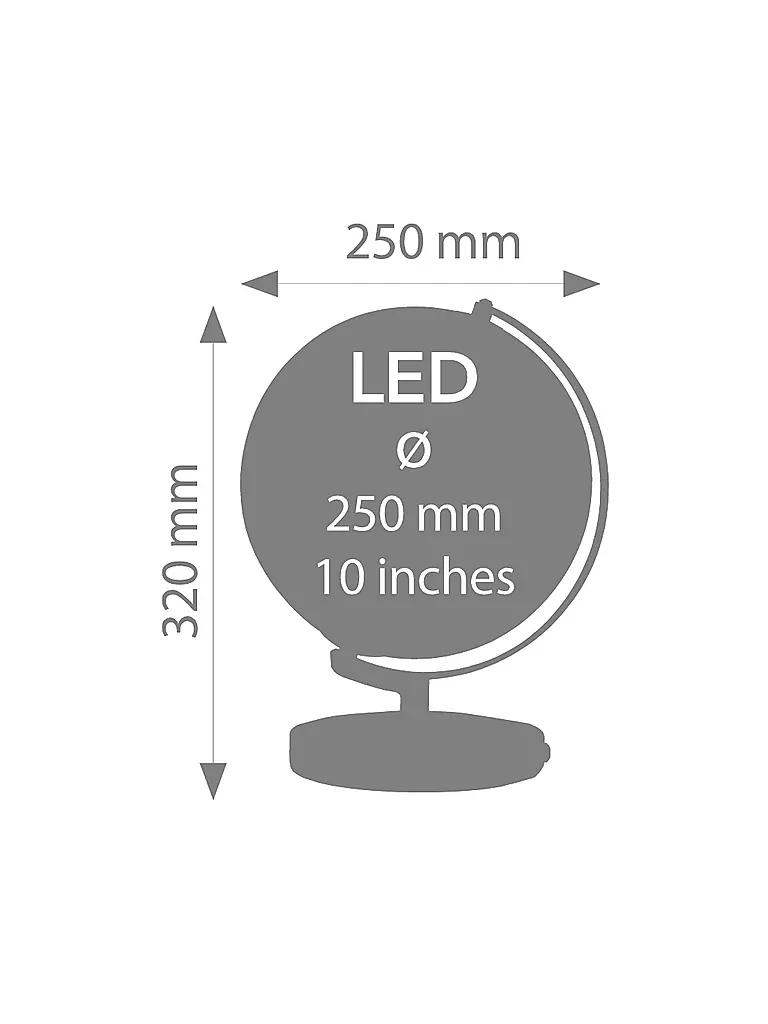 EMFORM | Leuchtglobus Terra Light 25cm rot/weiß | keine Farbe